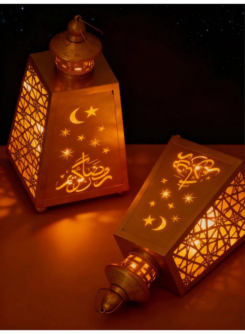 Golden LED Ramadan Lantern Elegant Home Decor - Image 2